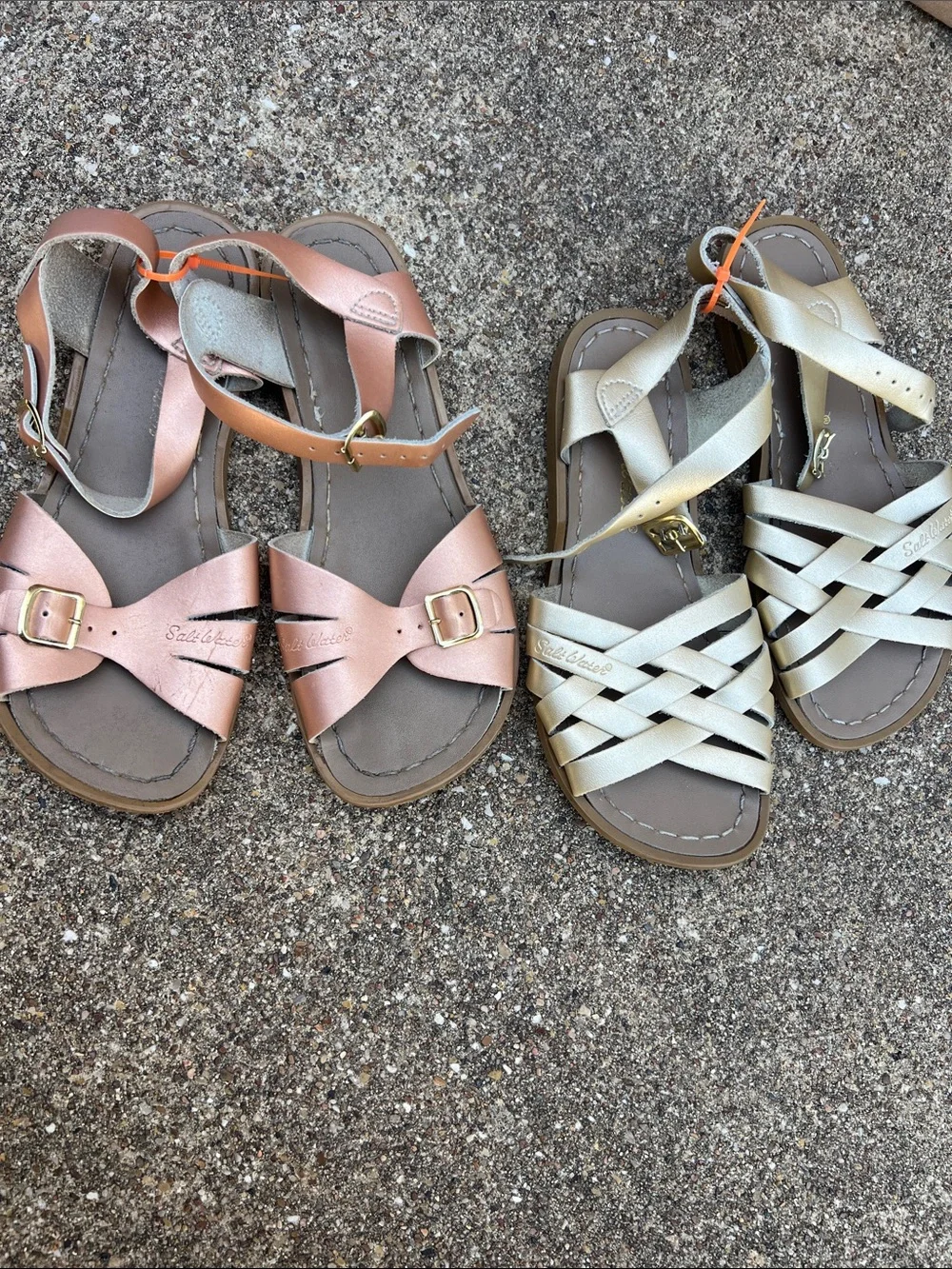 Salt Water Sandals by Hoy Kids Metallic Rose and Gold Strappy Sandals